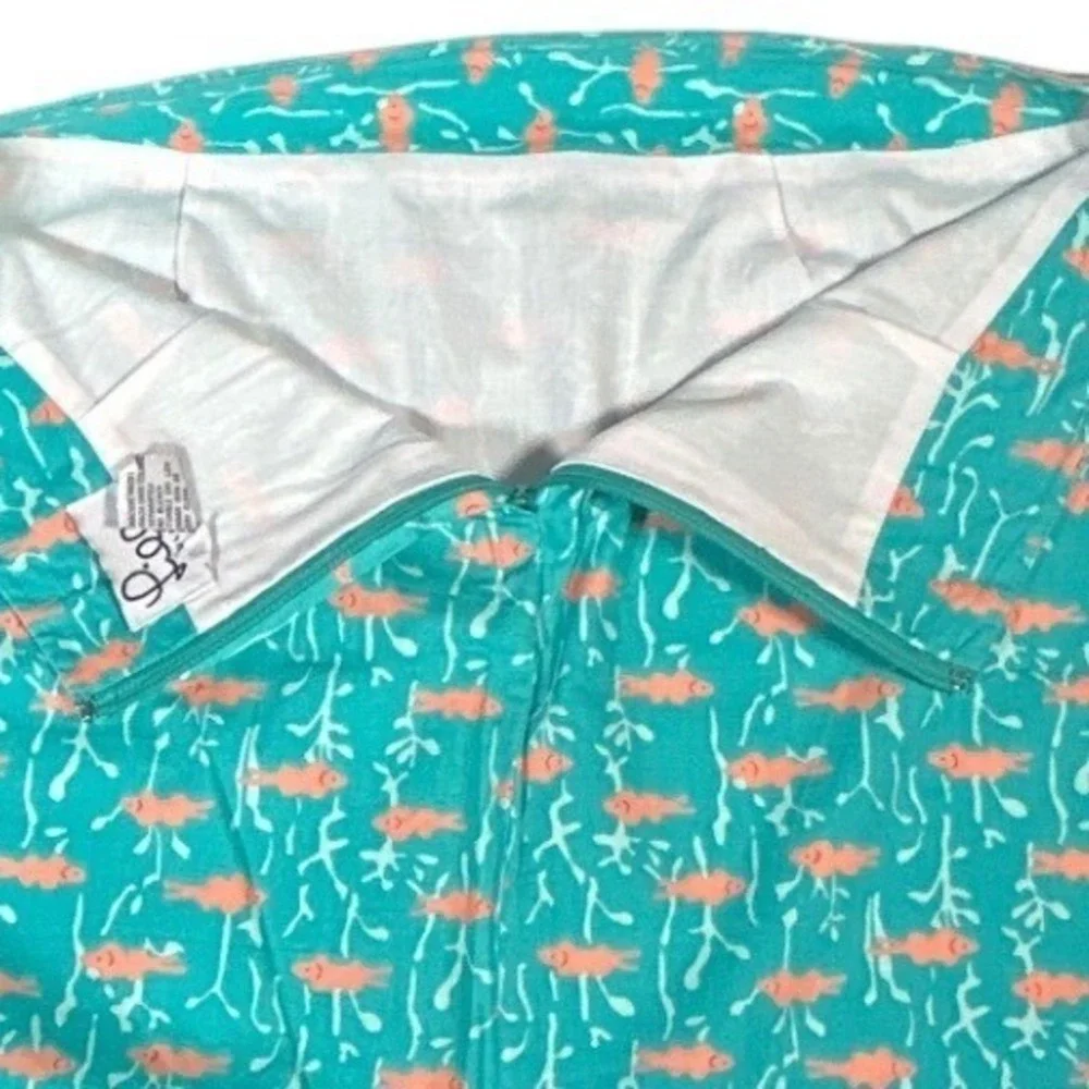Lilly Pulitzer Womens Skirt Teal Fish Coral Print Mini Cotton Art A-Line Sz 10P